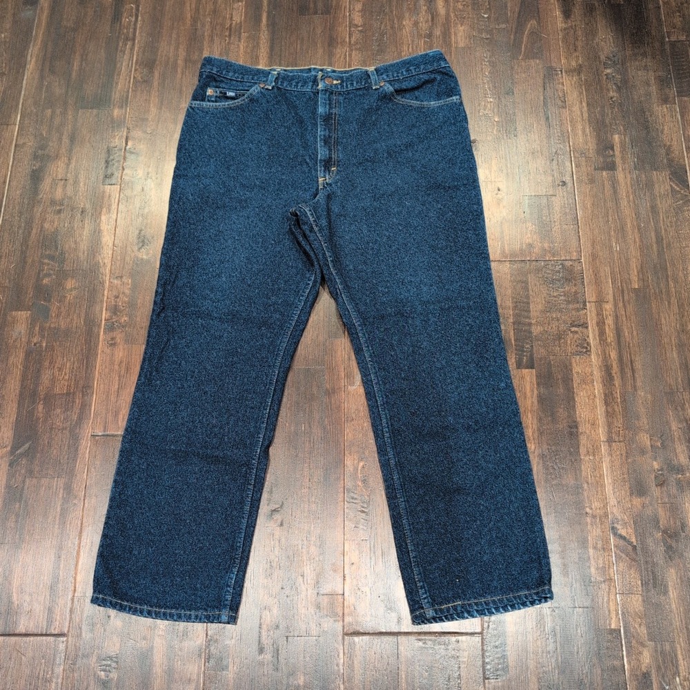 Vintage Lee Jeans Mens 38x28 Dark Wash Straight Leg Denim Pants Workwear 80s